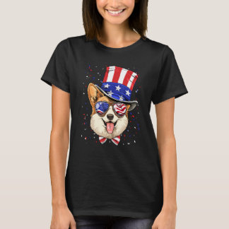 4th of July Patriotic Corgi American USA Flag Corg T-shirt