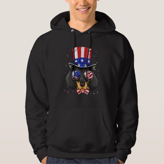 4th of July Patriotic Dachshund American USA Flag  Hoodie (Voorkant)