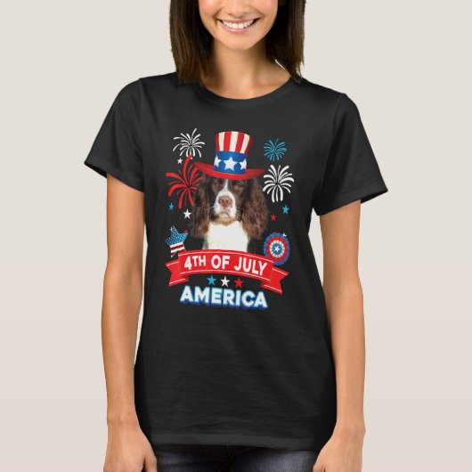 4th Of July Patriotic Day English Springer Spaniel T-shirt (Voorkant)