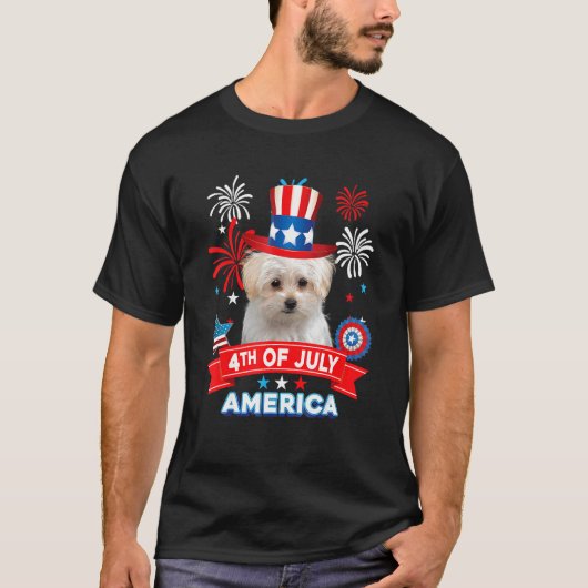4th Of July Patriotic Day Maltese Dog Independence T-shirt (Voorkant)