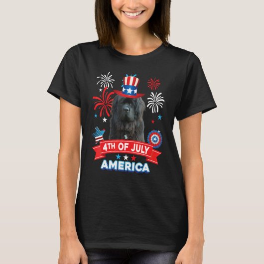 4th Of July Patriotic Day Newfoundland Dog Indepen T-shirt (Voorkant)