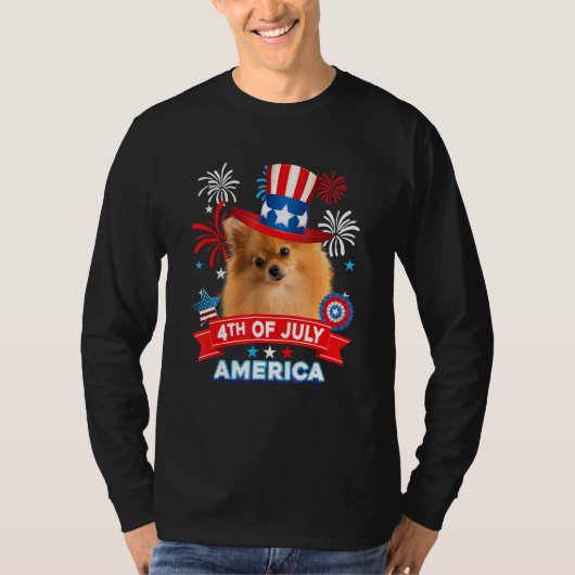 4th Of July Patriotic Day Pomeranian Dog Independe T-shirt (Voorkant)