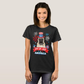 4th Of July Patriotic Day Pug Dog Independence Hap T-shirt (Voorkant volledig)