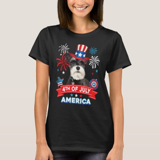 4th Of July Patriotic Day Schnauzer Dog Independen T-shirt (Voorkant)