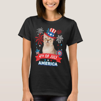 4th Of July Patriotic Day Singapura Cat Independen T-shirt