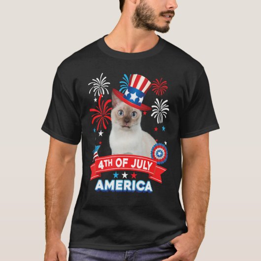 4th Of July Patriotic Day Tonkinese Cat Independen T-shirt (Voorkant)