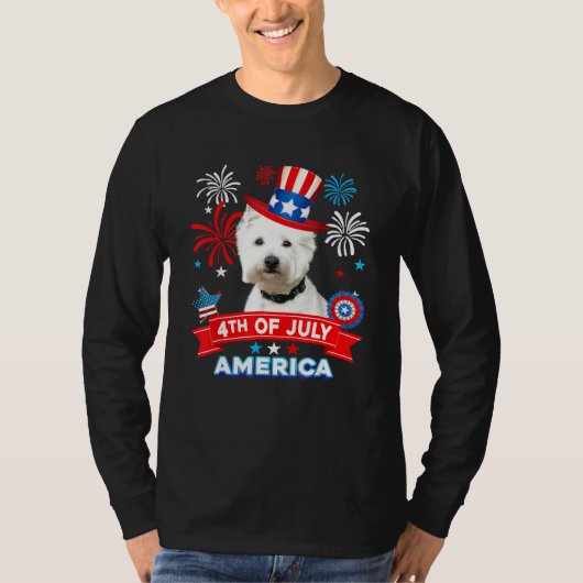 4th Of July Patriotic Day Westie Dog Independence  T-shirt (Voorkant)