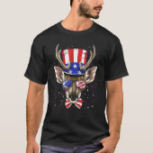 4th of July Patriotic Deer Wearing USA Flag Hat Hu T-shirt (Voorkant)
