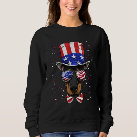 4th of July Patriotic Doberman Pinscher American U Trui (Voorkant)