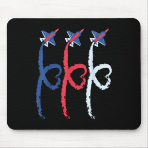 4th of July Patriotic Fighter Heart Airplane Veren Muismat