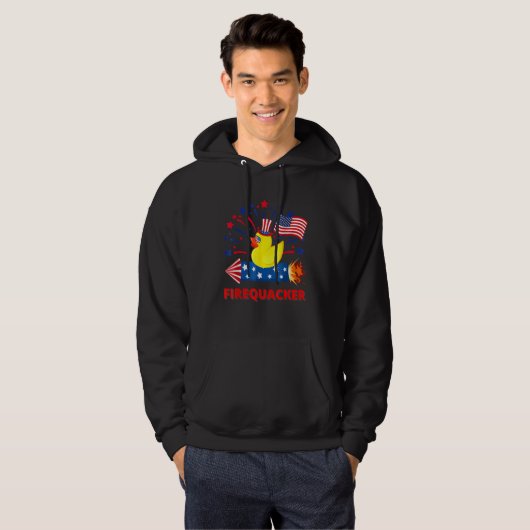 4th Of July Patriotic Firecracker Rubber Duck Fire Hoodie (Voorkant volledig)