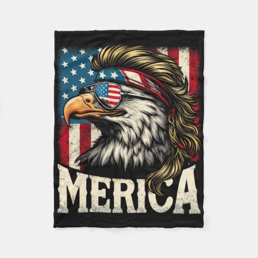 4th of July Patriotic Funny Eagle 4 juli Verenigde Fleece Deken (Voorkant)