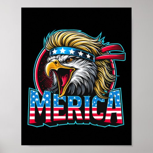 4th of July Patriotic Funny Eagle 4 juli Verenigde Poster (Voorkant)