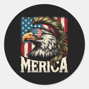 4th of July Patriotic Funny Eagle 4 juli Verenigde Ronde Sticker