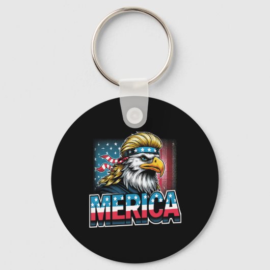 4th of July Patriotic Funny Eagle 4 juli Verenigde Sleutelhanger (Voorkant)