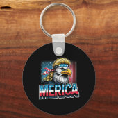 4th of July Patriotic Funny Eagle 4 juli Verenigde Sleutelhanger (Voorkant)