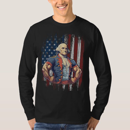4th of July Patriotic Funny George Washington July T-shirt (Voorkant)