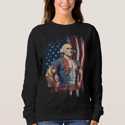 4th of July Patriotic Funny George Washington July Trui (Voorkant)