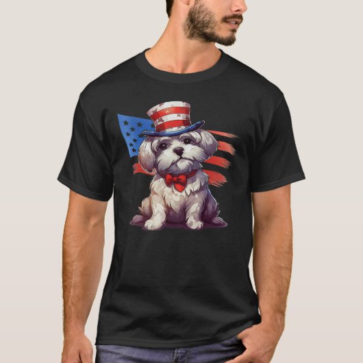 4th Of July Patriotic Glen Of Imaal Terrier Dog T-shirt (Voorkant)