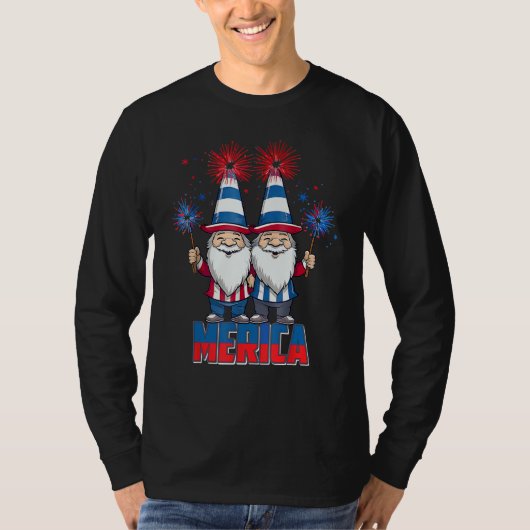 4th of July Patriotic Gnomes for Dwarf  Men Women T-shirt (Voorkant)