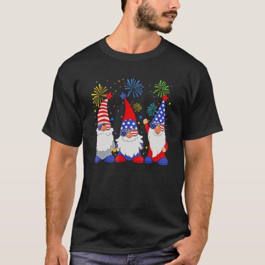 4th Of July  Patriotic Gnomes Sunglasses American  T-shirt (Voorkant)