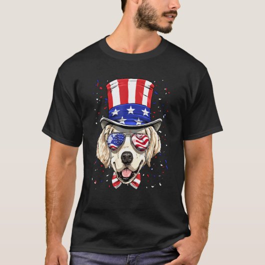 4th of July Patriotic Golden Retriever USA America T-shirt (Voorkant)