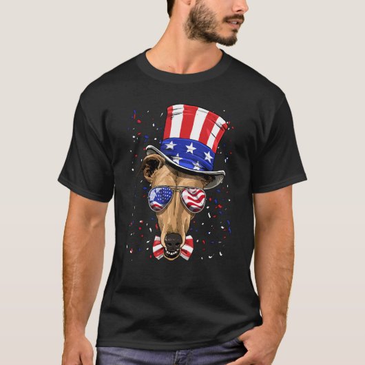 4th of July Patriotic Greyhound USA American Flag  T-shirt (Voorkant)