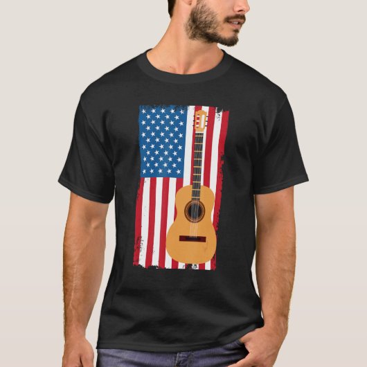 4th Of July Patriotic Guitarist American Flag Guit T-shirt (Voorkant)