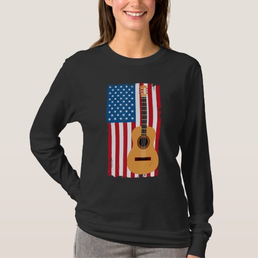 4th Of July Patriotic Guitarist American Flag Guit T-shirt (Voorkant)