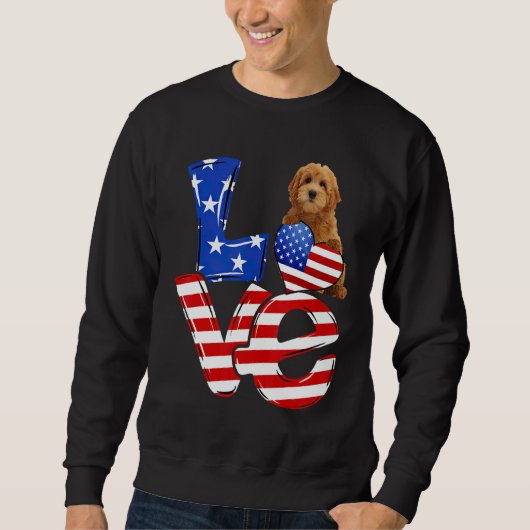 4th Of July Patriotic Love Goldendoodle American F Trui (Voorkant)