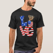 4th Of July Patriotic Love Yorkshire Terrier Ameri T-shirt (Voorkant)
