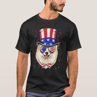 4th of July Patriotic Pomeranian Merica USA Flag D T-shirt