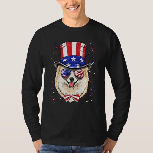 4th of July Patriotic Pomeranian Merica USA Flag D T-shirt (Voorkant)