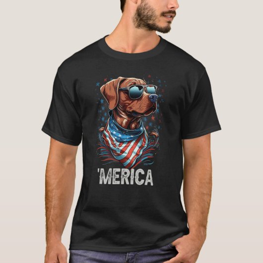 4th of July Patriotic Rhodesian Ridgeback Dog Meri T-shirt (Voorkant)