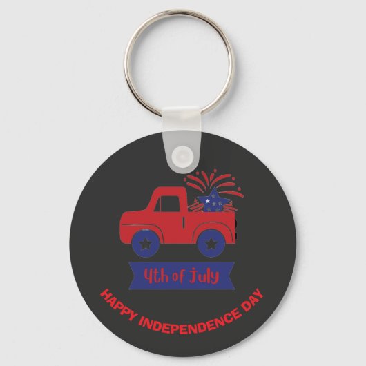"4th of July" Patriotic Truck Design Custom Sleutelhanger (Voorkant)