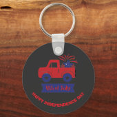 "4th of July" Patriotic Truck Design Custom Sleutelhanger (Voorkant)