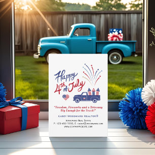 4th of July Patriotic Truck Real Estate Bewerkbaar Feestdagenkaart