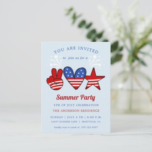 4th of July Pool And Ice Cream Party Invitation Po Briefkaart (Staand voorkant)