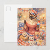 4th of July Pool Diva Cat Postcard Feestdagenkaart (Voorkant / Achterkant)