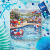 4th of July Pool Party in Florida Papieren Bordje (Feest)