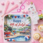 4th of July Pool Party in Florida Papieren Bordje (Feest)