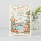 4th of July Pool Party Invitation – Elegant Line Kaart (Staand voorkant)