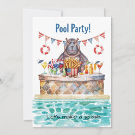 4th of July Pool Party with Hippo  Kaart