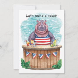 4th of July Pool Party with Hippo  Kaart
