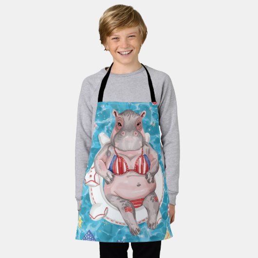 4th of July Pool Party with Hippo  Schort (Gedragen)