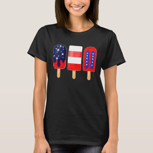4th of July Popsicle American Flag Patriotic Summe T-shirt (Voorkant)