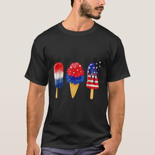 4th of July Popsicle American Flag Patriotic Summe T-shirt (Voorkant)