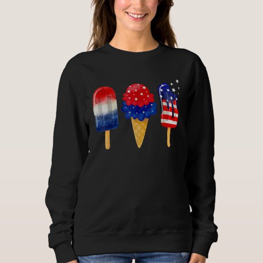 4th Of July Popsicle American Flag Patriotic Summe Trui (Voorkant)