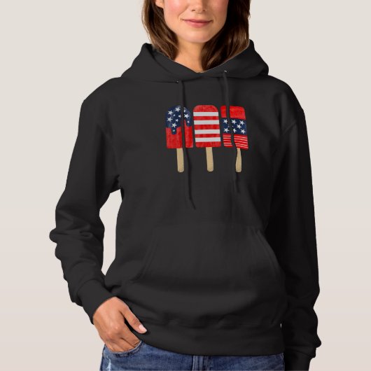 4th of July Popsicle Red White Blue American Flag  Hoodie (Voorkant)