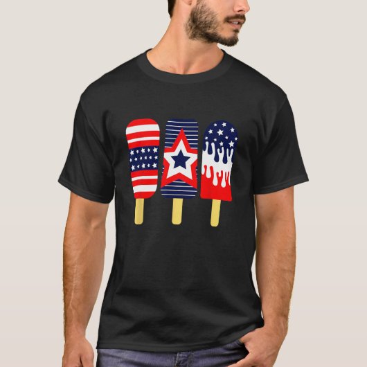 4th of July Popsicle Red White Blue American Flag T-shirt (Voorkant)